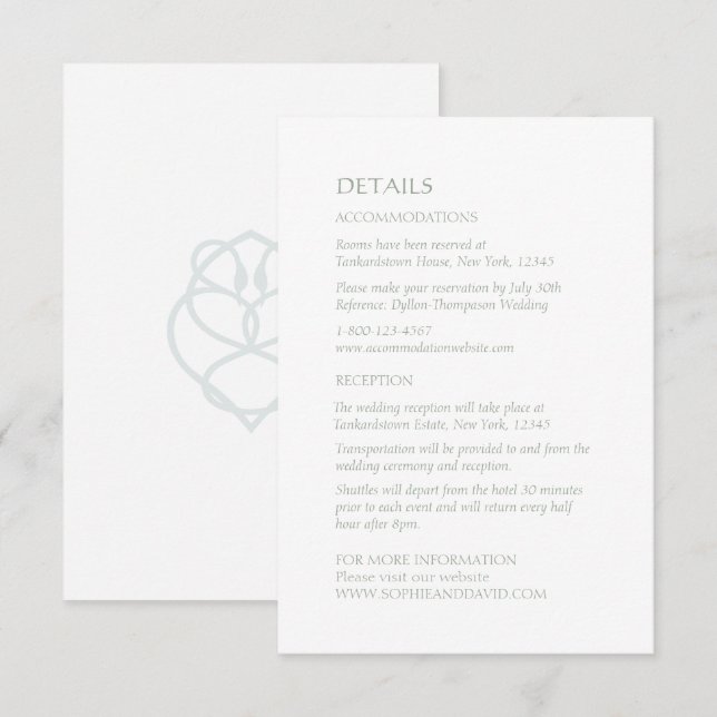 Carte D'accompagnement Blue Celtic Irish Swan Love Knot Détails du Mariag (Devant / Derrière)