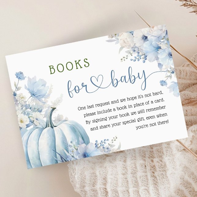 Carte D'accompagnement Blue Citrouille Baby shower Boy Fall Books for Bab (Créateur téléchargé)