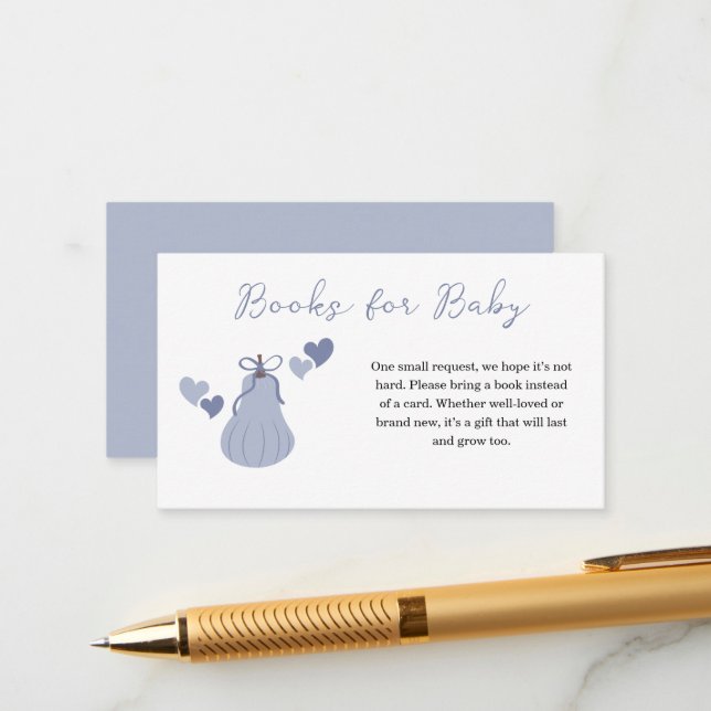 Carte D'accompagnement Blue Citrouille Bow Boy Boy Baby showers Livres Po (Devant/Arrière en situation)