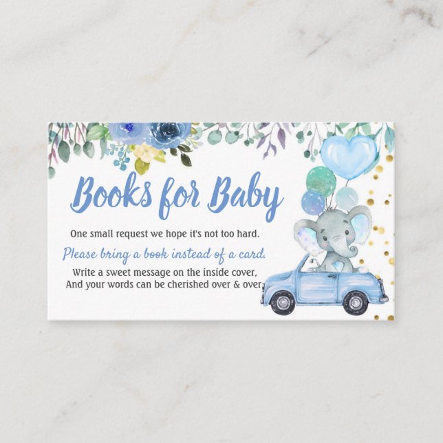 Carte D'accompagnement Blue Drive À Travers Boy Baby shower Livres Pour B (Devant)