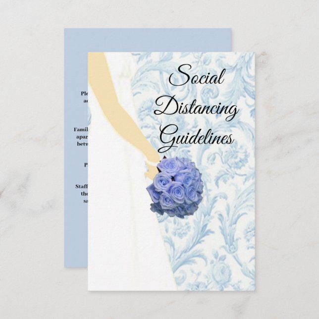 Carte D'accompagnement Blue Elegant Mariage Gown Mesures de sécurité (Devant / Derrière)