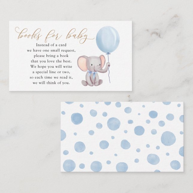 Carte D'accompagnement Blue Elephant with Balloon Books for Baby (Devant / Derrière)