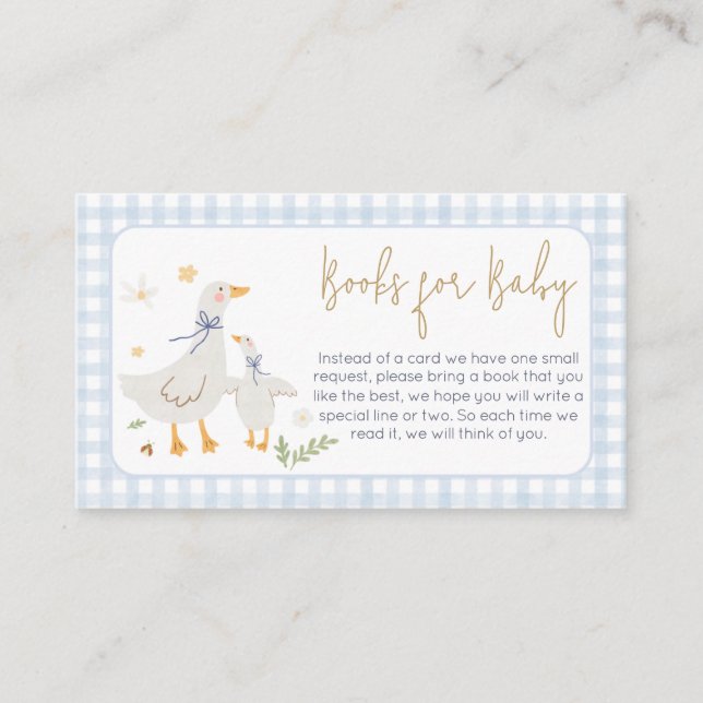 Carte D'accompagnement Blue En vichy Silly Goose BabyLivres de douche pou (Devant)
