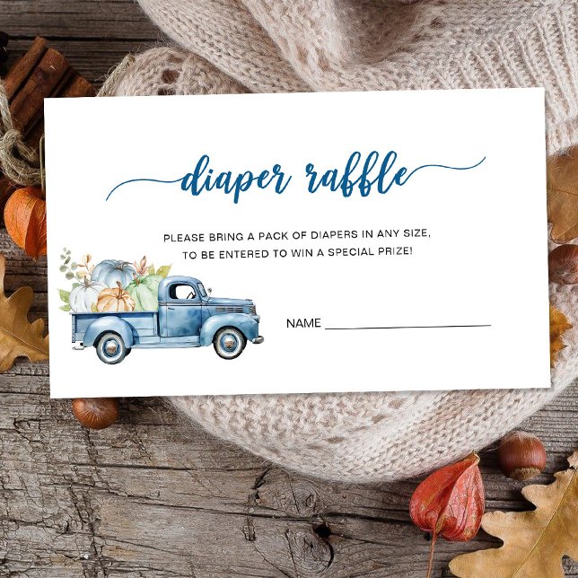 Carte D'accompagnement Blue Farm Truck Citrouilles Baby shower Déchets Ra (Créateur téléchargé)