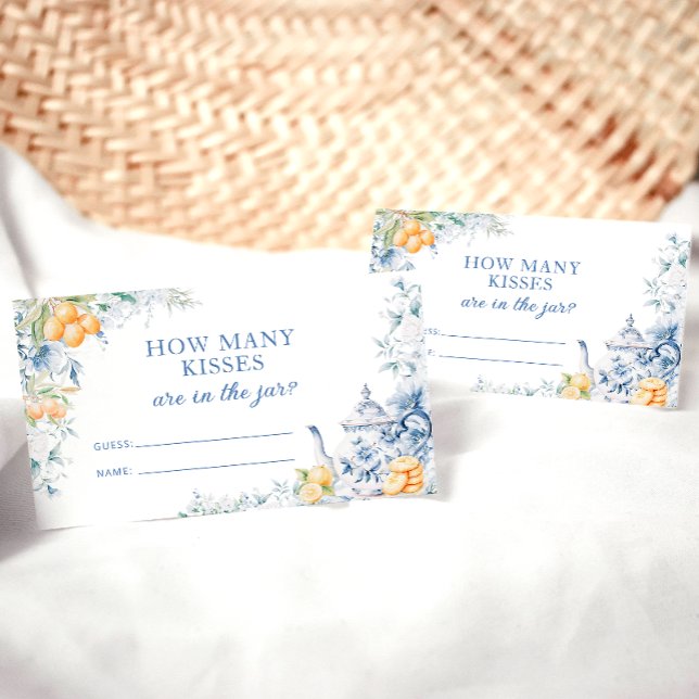 Carte D'accompagnement Blue Floral Citrus Thème Combien De Baisers Jeu (Créateur téléchargé)