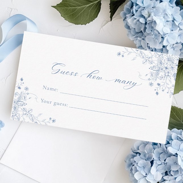 Carte D'accompagnement Blue Floral Devine Combien De Jeu (Créateur téléchargé)