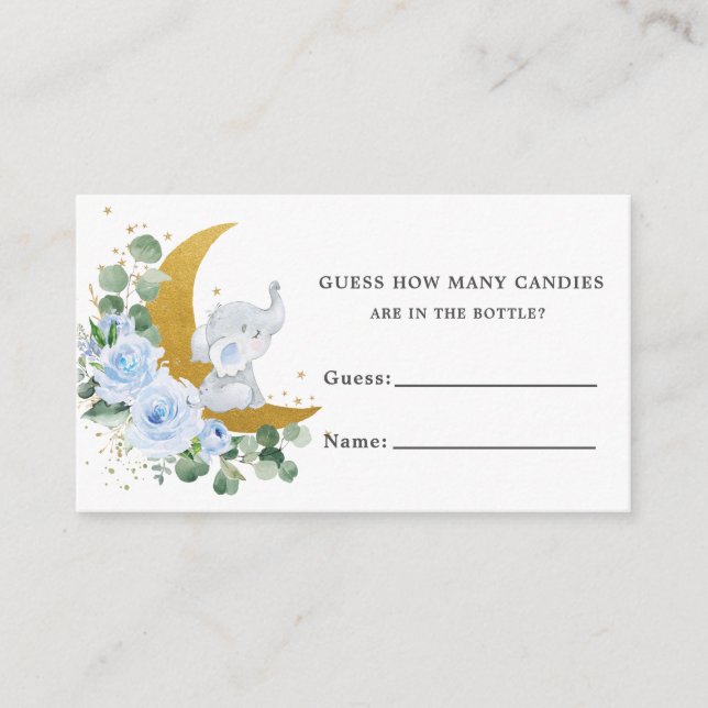 Carte D'accompagnement Blue Floral Greenery Elephant Guess Candies Jeu (Devant)