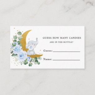 Carte D'accompagnement Blue Floral Greenery Elephant Guess Candies Jeu