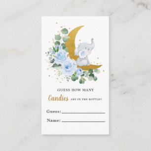 Carte D'accompagnement Blue Floral Greenery Elephant Guess Candies Jeu