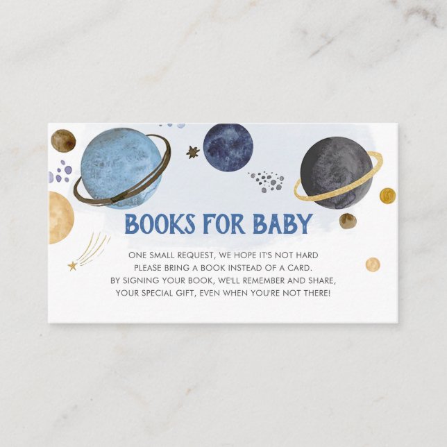 Carte D'accompagnement Blue Galaxy Espace Baby shower demande d'insertion (Devant)