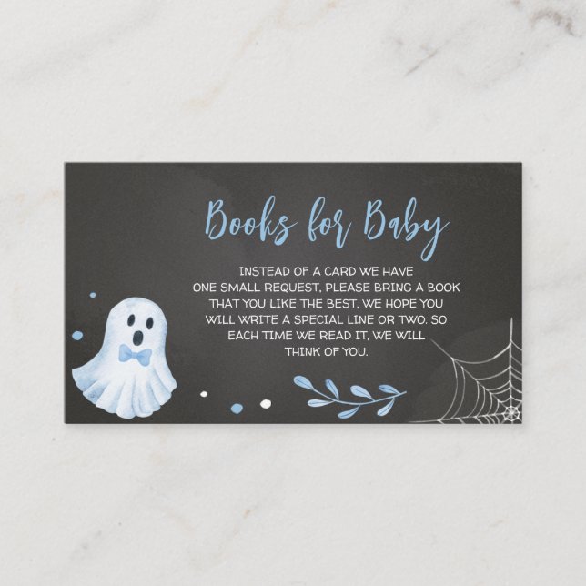 Carte D'accompagnement Blue Ghost Halloween Baby showers Livres pour bébé (Devant)