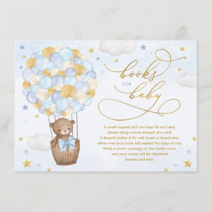 Carte D'accompagnement Blue Gold Bear Hot Air Balloon Livres pour bébé ga