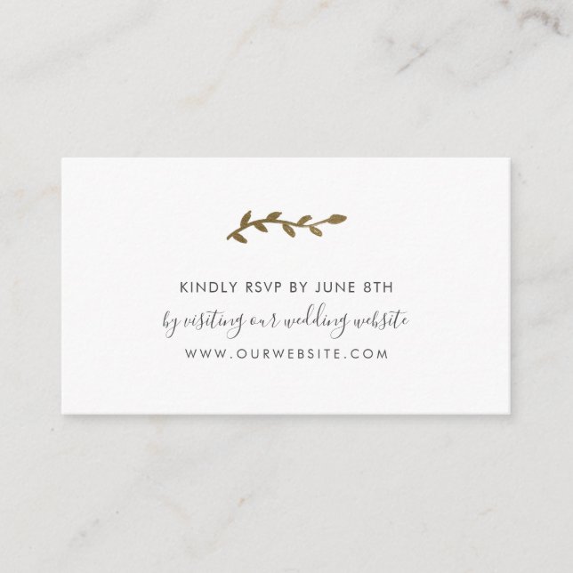 Carte D'accompagnement Blue Gold Wreath mariage site web rsvp (Devant)