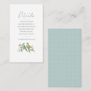 Carte D'accompagnement Blue Green Birds Botanical Watercolor Mariage
