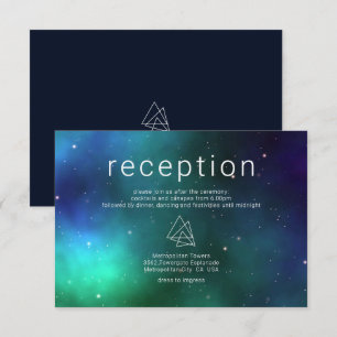 Carte D'accompagnement Blue Green Celestial Galaxy Modern Mariage Détails