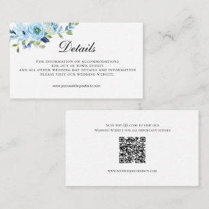 Carte D'accompagnement Blue Green Floral Code QR Détails du Mariage