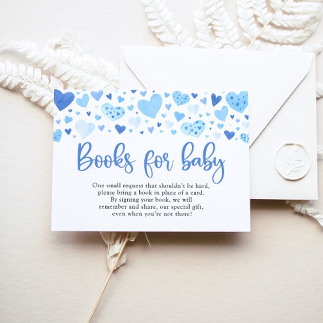 Carte D'accompagnement Blue Hearts Valentine Baby shower Livres pour bébé (Créateur téléchargé)