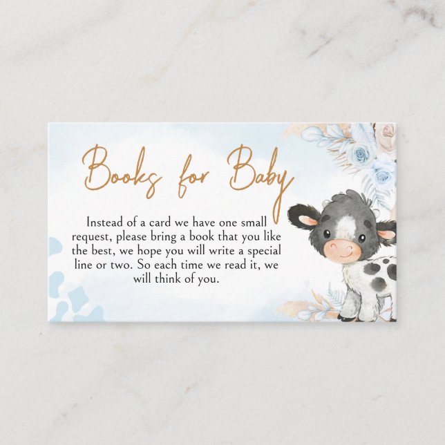 Carte D'accompagnement Blue Holy Cow Baby shower Livres pour bébé (Devant)
