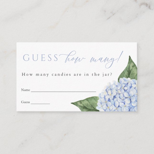 Carte D'accompagnement Blue Hydrangea Devine Combien De Jeux De Douche Ca (Devant)