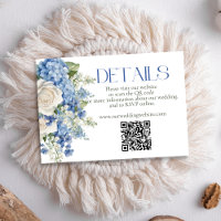 Blue Hydrangea White Floral Mariage QR Code Site