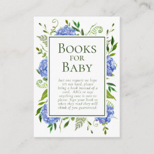 Carte D'accompagnement Blue Hydrangeas Boy Baby shower Livres pour bébé