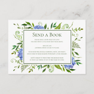 Carte D'accompagnement Blue Hydrangeas Envoyer un livre Baby shower virtu