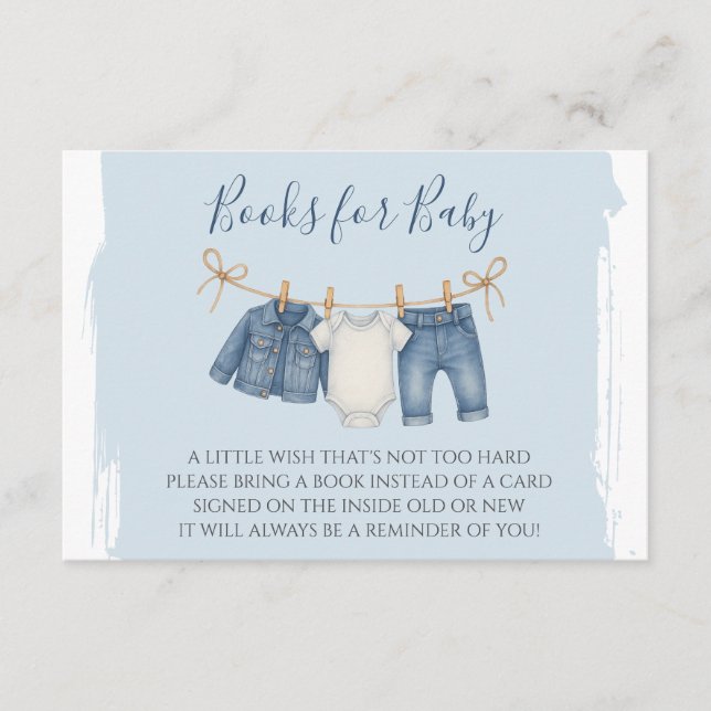 Carte D'accompagnement Blue Jean Baby shower Livres pour bébé (Devant)