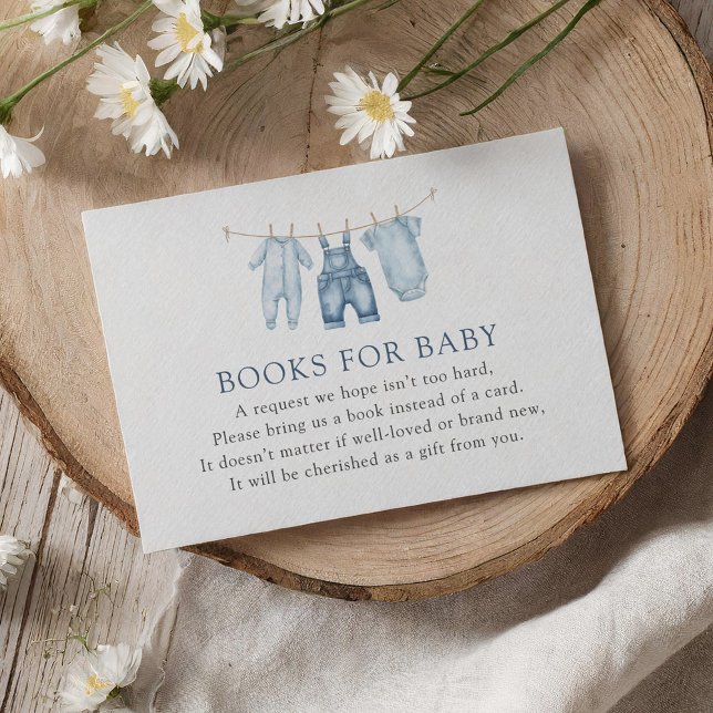 Carte D'accompagnement Blue Jean Denim Baby shower Livres pour bébé (Créateur téléchargé)