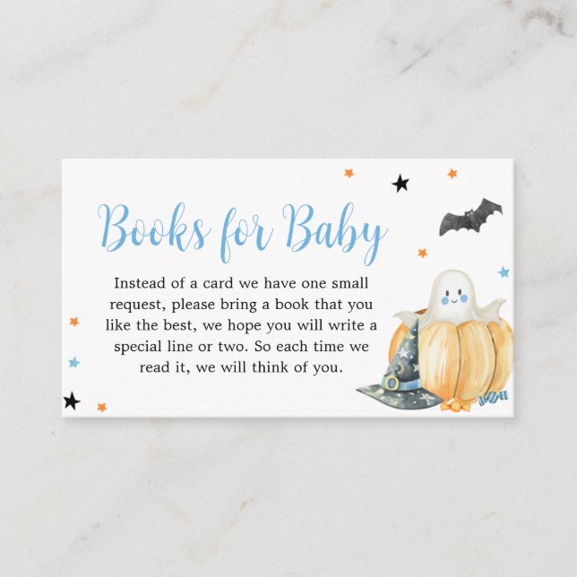 Carte D'accompagnement Blue Little Boo Citrouille Halloween Livres pour b (Devant)