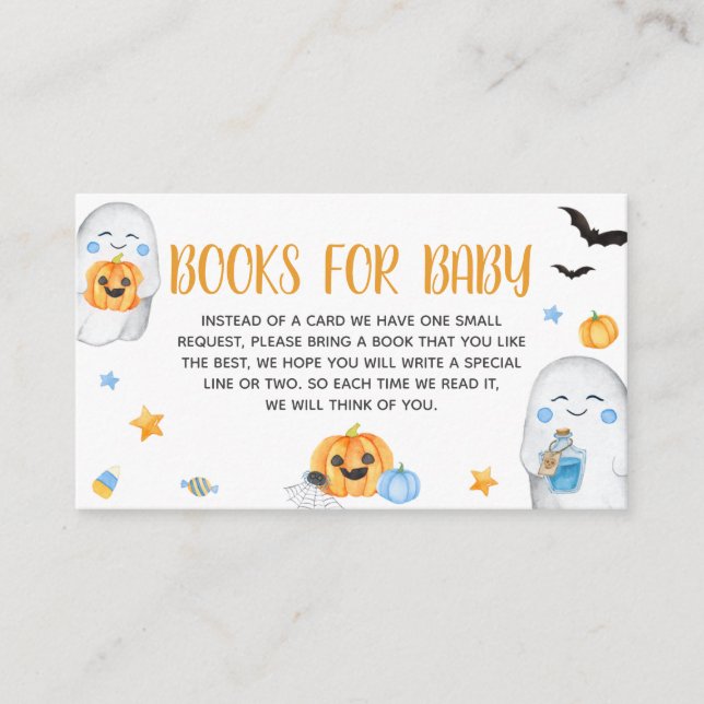 Carte D'accompagnement Blue Little Boo Ghost Baby showers Livres pour béb (Devant)