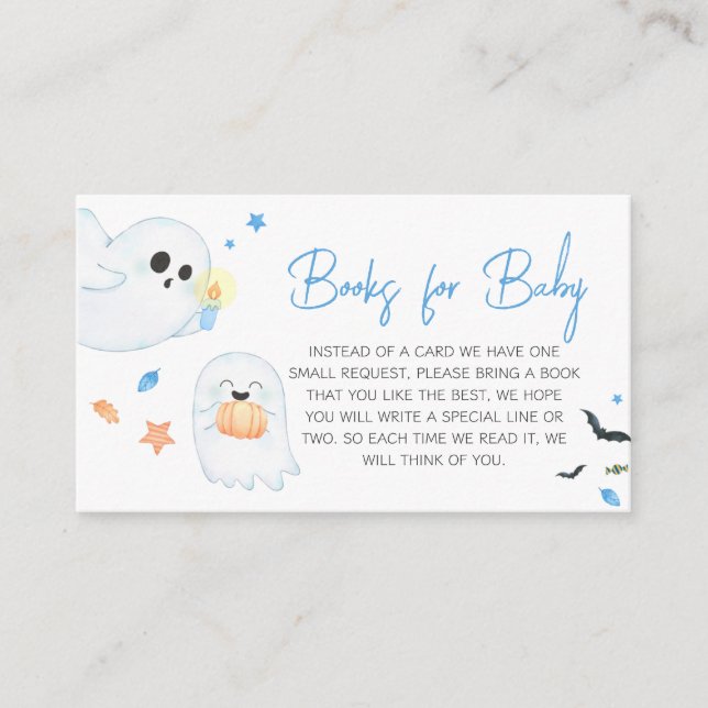 Carte D'accompagnement Blue Little Boo Halloween Livres pour bébé (Devant)