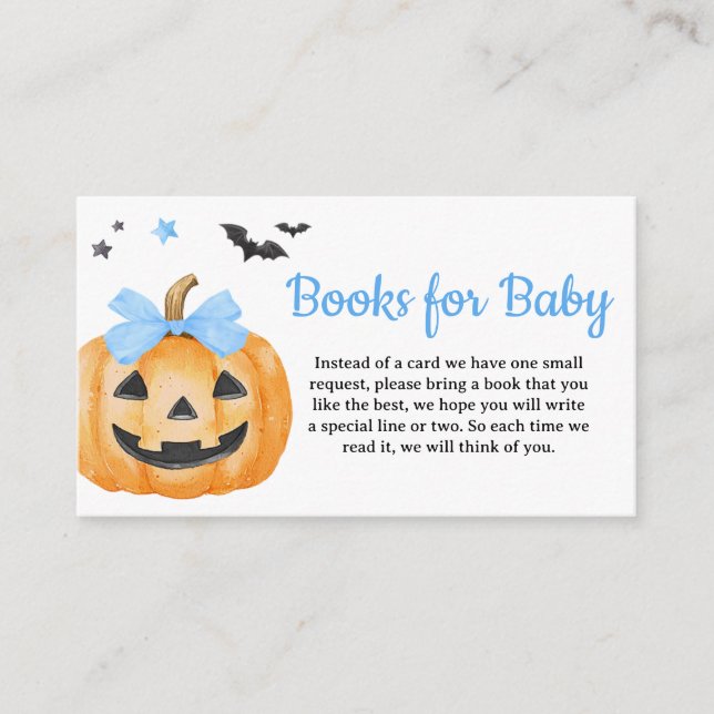 Carte D'accompagnement Blue Little Boo Livres Citrouilles Éffrayants pour (Devant)