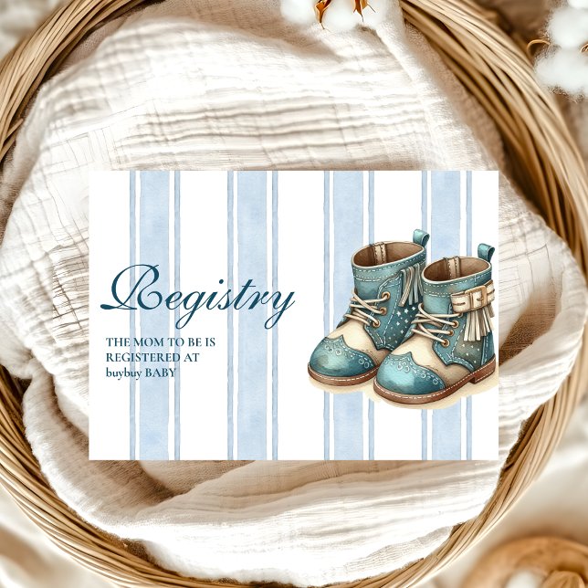 Carte D'accompagnement Blue Little Cowboy Modern Western Baby Registry (Créateur téléchargé)