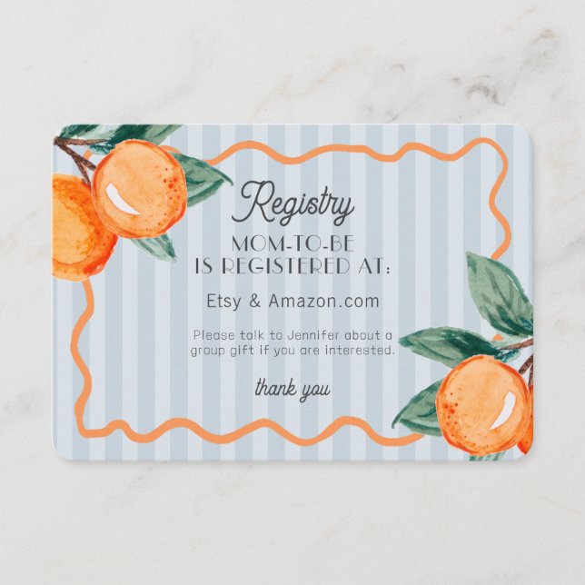 Carte D'accompagnement Blue Little Cutie Pastel Citrus Baby Registry (Devant)
