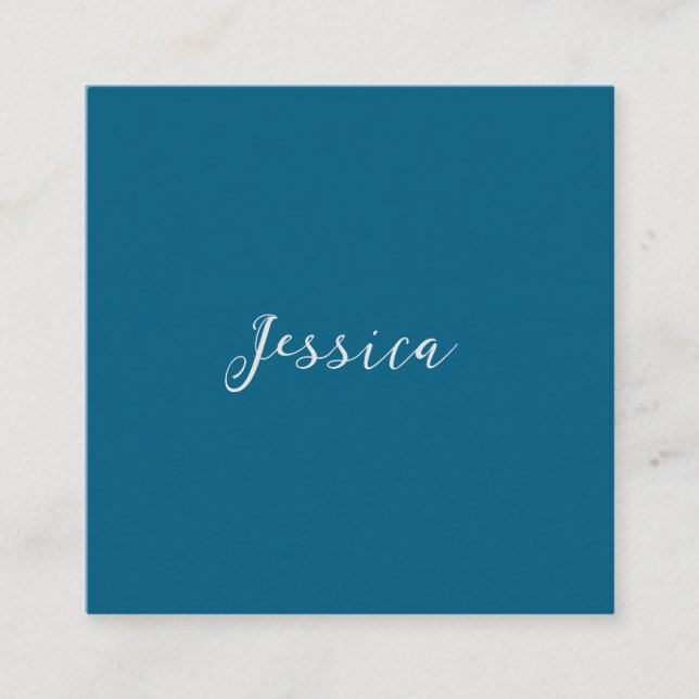 Carte D'accompagnement Blue Modern Elegant Plain Simple Professional Name (Devant)