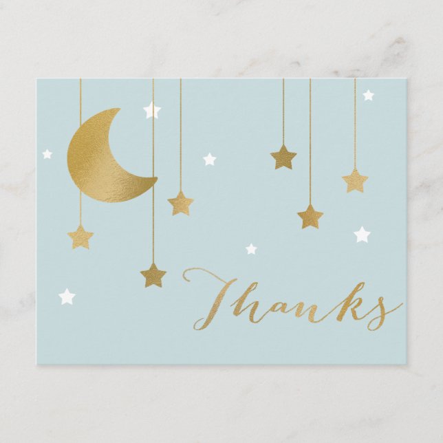 Carte D'accompagnement Blue Moon et Stars Flat Merci Note (Devant)