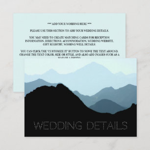 Carte D'accompagnement Blue Mountain Range, Rustic Mariage Détails