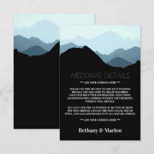 Carte D'accompagnement Blue Mountain Range, Rustic Mariage Détails