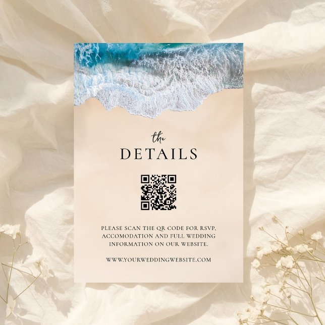 Carte D'accompagnement Blue Ocean Waves Plage tropicale Mariage (Créateur téléchargé)