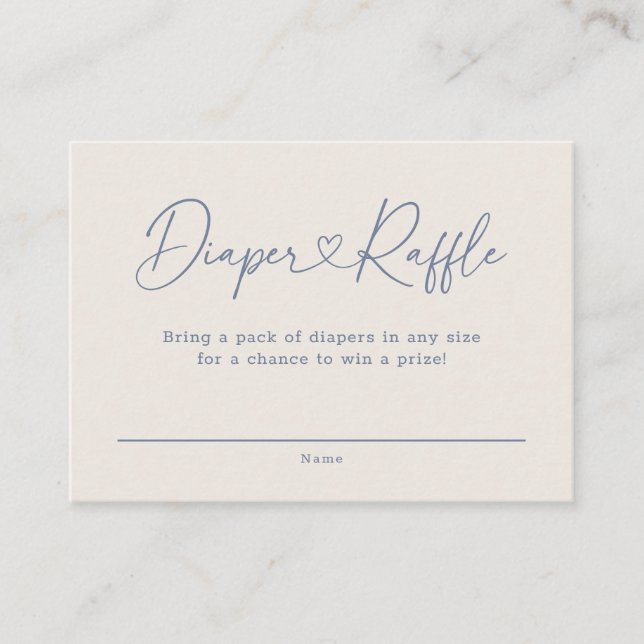 Carte D'accompagnement Blue Oh Baby Coeur Calligraphie Déchets Raffle (Devant)