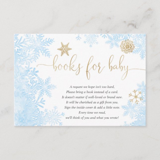 Carte D'accompagnement Blue or snowflake garçon baby shower demande de ré (Devant)