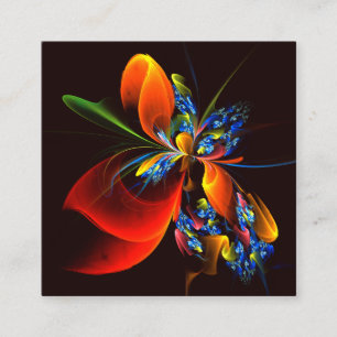 Carte D'accompagnement Blue Orange Floral Moderne Art Abstrait Motif #03