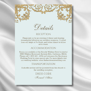 Carte D'accompagnement Blue Ornate Rococo Vintage Wedding Détails