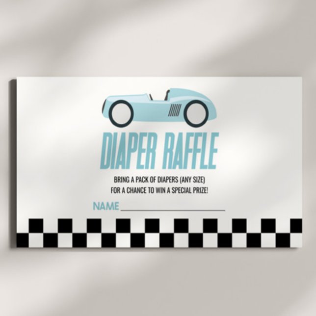 Carte D'accompagnement Blue Race Car Baby shower Déchets Raffle (Créateur téléchargé)