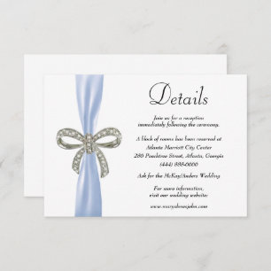 Carte D'accompagnement Blue Ribbon Diamond Bow Détails du Mariage