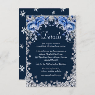 Carte D'accompagnement Blue Roses Snowflake Noël Mariages Détails