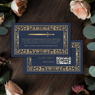 Carte D'accompagnement Blue Royal Sword Mariage Website RSVP QR Code