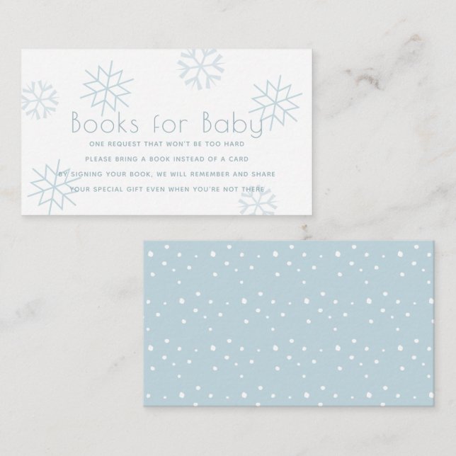 Carte D'accompagnement Blue Snowflakes Baby showers Livres pour bébé (Devant / Derrière)