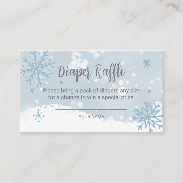 Carte D'accompagnement Blue Snowflakes Boy Baby shower Diaper Raffle (Devant)