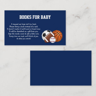 Carte D'accompagnement Blue Sports Baby shower Livres pour bébé